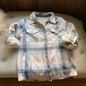 Sherpa lined fleece warm plaid jacket Soho Threads